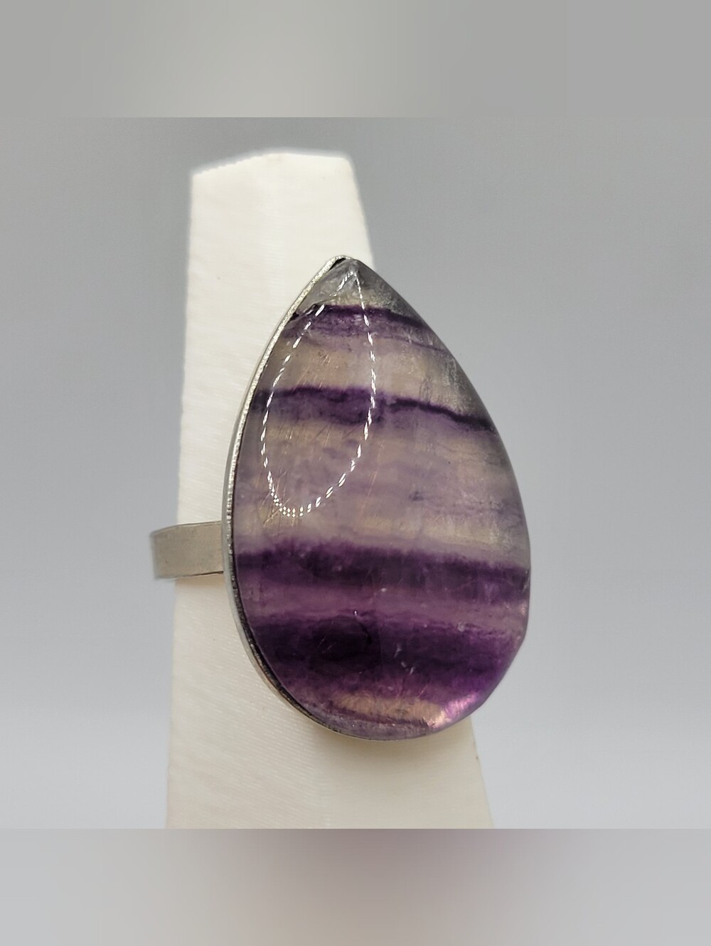 Teardrop Purple Fluorite Adjustable Ring